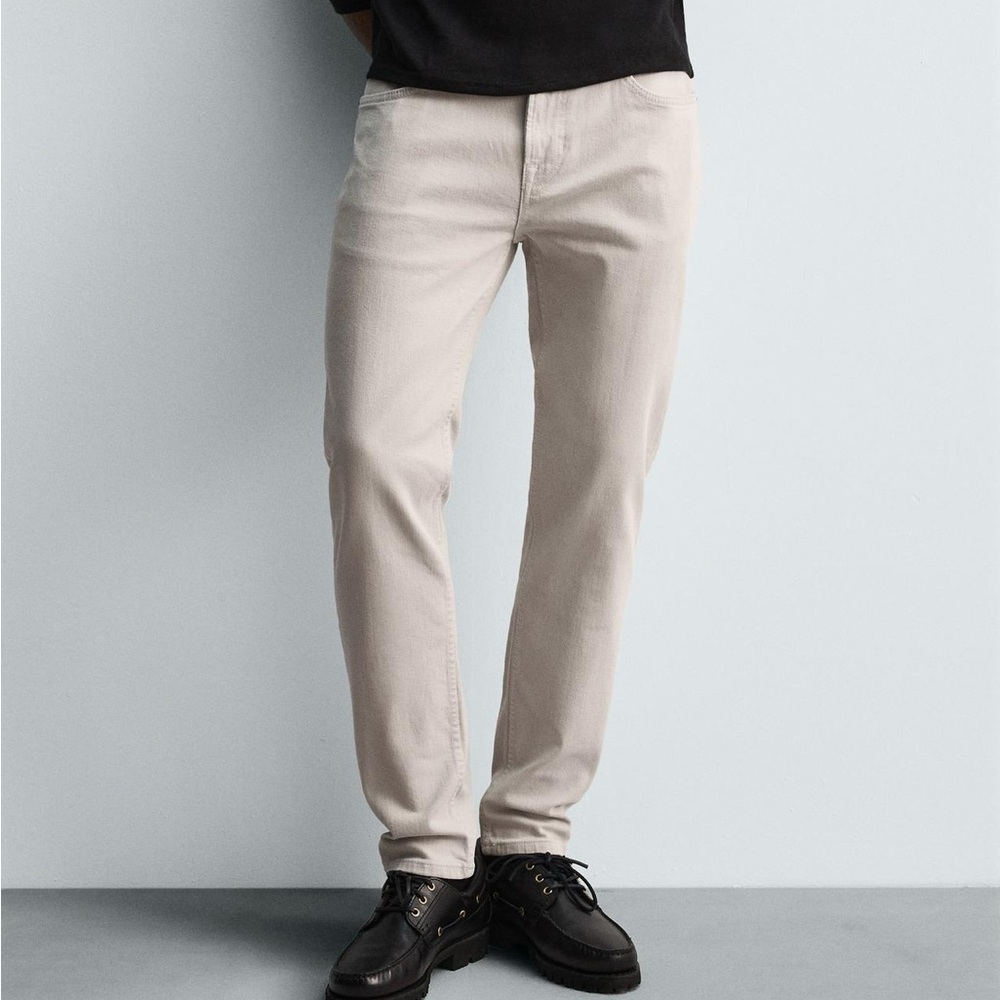 Zara‎ Men’s Skinny Fit Jeans 31 Beige Stretch Denim Pants